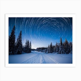 A Majestic Snowy Landscape Of Scandinavia Covering The Background Frost Covered Ground Resting Un (3) Art Print