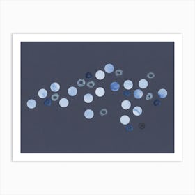 blue abstract dot dots circles geometric shapes Art Print