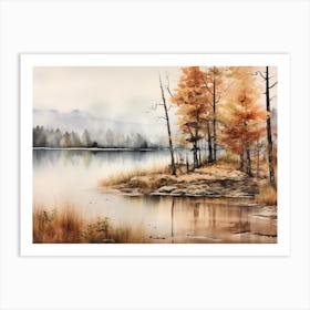 A Painting Of A Lake In Autumn 80 Art Print