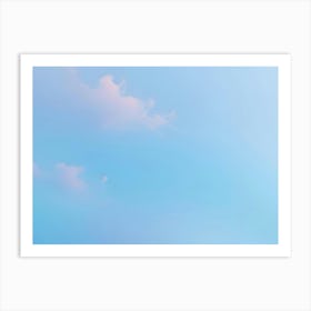 Blue Sky With White Clouds And Moon Art Print