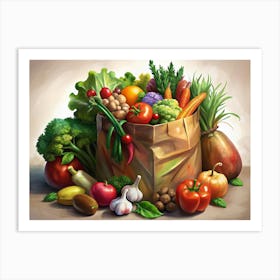 A Bag Full Of Fresh Vegetables Art Print