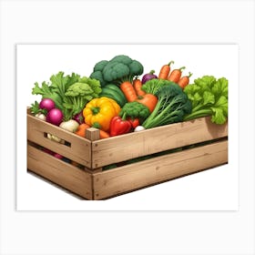 Wooden Crate Filled With Fresh Vegetables 1 Art Print