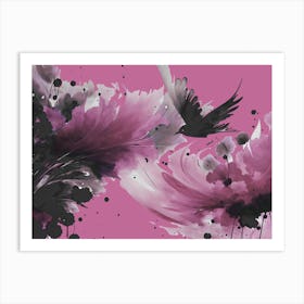 Ink Bird Flying Pink  Art Print