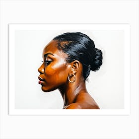 Side Profile Of Beautiful Woman Oil Painting 177 Art Print