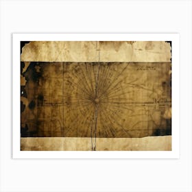 Abstract Pattern Framed Within A Vintage Crumpled Piece Of Paper Texture Of Fibers Pronounced Fad (1) Art Print