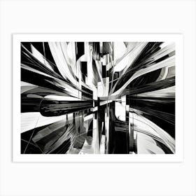 Distorted Reality Abstract Black And White 6 Art Print