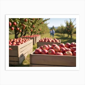 Crates Of Red Apples In An Orchard 12 Art Print