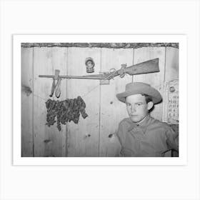 Son Of Agricultural Day Laborer With His Twenty Two Caliber Rifle And Home Cured Tobacco, Mcintosh County, Oklahoma Art Print