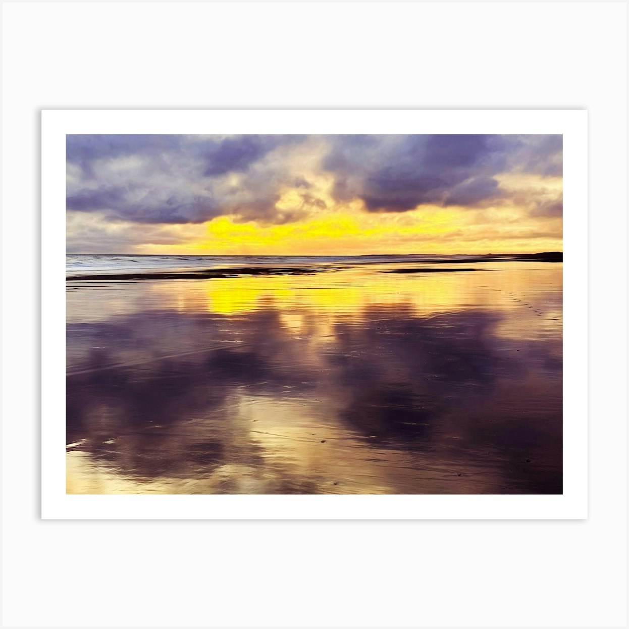 Reflected Beach Sunrise Art Print by Paul J Bucknall