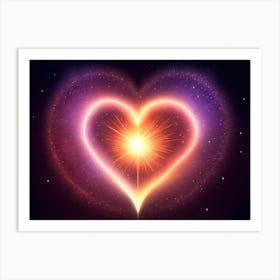 A Colorful Glowing Heart On A Dark Background Horizontal Composition 88 Art Print