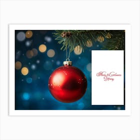 Closeup Capture Of A Red Ornament Resembling Christmas Tree Decor Hanging Delicately From A Pine Br Art Print