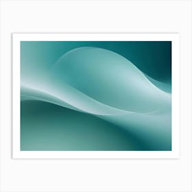 An Abstract Image Of Flowing, Wavy Lines In White And Teal Against A Green Background, Creating A Sense Of Serenity And Tranquility Art Print