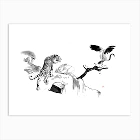 Tiger And Crane 1 Art Print