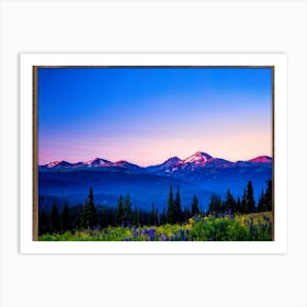 Mountain Silhouette Framed Against A Twilight Sky Expansive Wilderness Landscape Stretching Out Wit Art Print