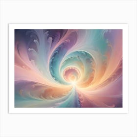 Abstract Image Of Swirling, Feathery Shapes In Shades Of Blue, Purple, And Orange, Creating A Sense Of Movement And Flow Art Print