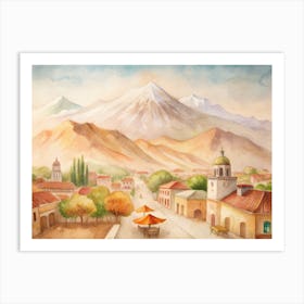 Watercolor Of A Village 1 Art Print