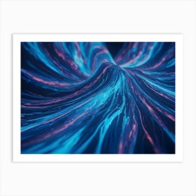 Abstract Background Design With Flowing Lines And Waves Of Blue And Purple With A Futuristic, Neon Look And A Shiny Texture Art Print