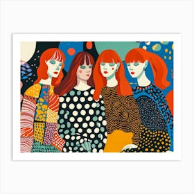 Three Women In Polka Dots 1 Art Print