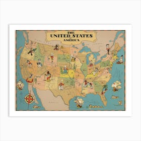 USA pictorial vintage map 1935 Art Print