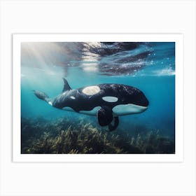 Realistic Photograpjy Of Underwater Orca Whale Art Print