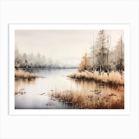 A Painting Of A Lake In Autumn 39 Art Print