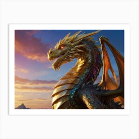 Golden Crystal Dragon Art Print