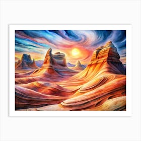 A Glowing Depiction Of The Wave Sandstone Formatio Art Print