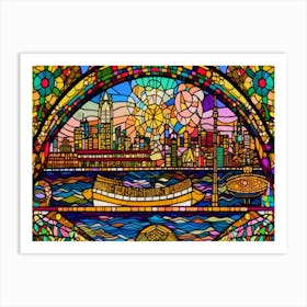 Stained Glass Art Tokyo - Tokyo City In Stained Glass Style Art Print