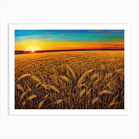 Sunset Over A Wheat Field 10 Art Print