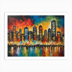 Nighttime Scene Of Tokyo City Art Print