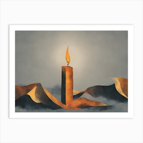 A Minimalistic Vector Art A Candle Flame Flickering Its Warm Glow Symbolizing The Introspection 699606489 1 Art Print