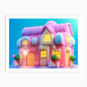 3d Home Sweet Home, House Made Of Sweets, Candy and Marshmallow Art Print