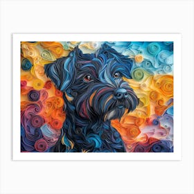 Black Russian Terrier Paper Quilling Dog Portrait Art Print