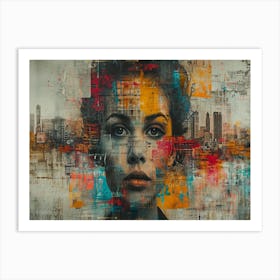 Temporal Resonances: A Conceptual Art Collection. Cityscape Art Print