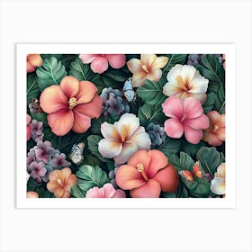 Floral Seamless Pattern 4 Art Print