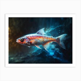 Neon Tetra Fish Chalk Style Art Print