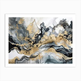 Abstract Black And Gold Painting Art Print