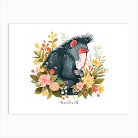 Little Floral Mandrill 2 Poster Art Print