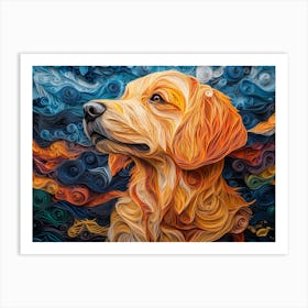 Golden Retriever Paper Quilling Dog Portrait 1 Art Print