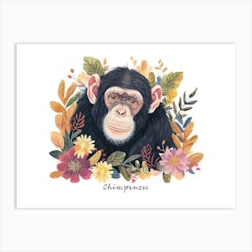 Little Floral Chimpanzee 2 Poster Art Print