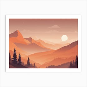 Misty mountains horizontal background in orange tone 38 Art Print