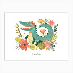 Little Floral Crocodile 3 Poster Art Print