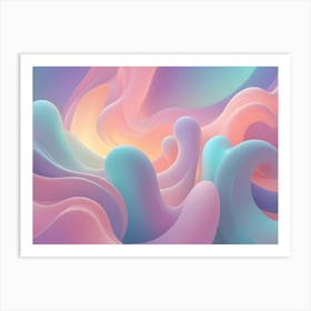 A 3d Illustration Of Abstract, Colorful Shapes, Including Soft, Rounded Curves And Flowing Lines Art Print