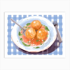 A Plate Of Arancini, Top View Food Illustration, Landscape 3 Art Print
