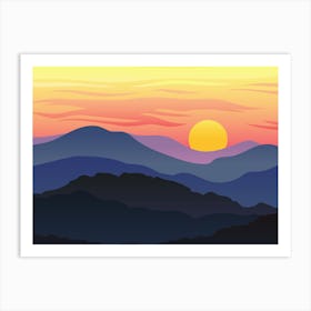 Sunset Over Mountains 4 Art Print