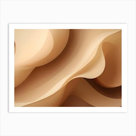 An Abstract Design Of Smooth, Flowing, Beige Colored Lines That Create A Sense Of Movement And Depth Art Print