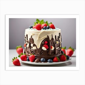 Chocolate Cake With Berries Art Print