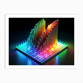 Colorful 3d Bar Graph On A Glowing Platform Art Print