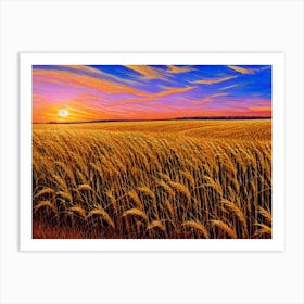 Sunset Over A Wheat Field 3 Art Print