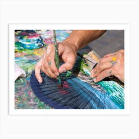 Italian Artist Painting A Colorful Fan // Rome Travel Photography Art Print